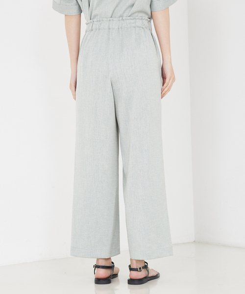 qualite（カリテ）の「【セットアップ対応】リネンライクワイドイージーパンツ/夏服/オフィスカジュアル（スラックス・レディース・グリーン/オフホワイト・36/38）」の9枚目の写真
