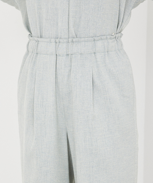 qualite（カリテ）の「【セットアップ対応】リネンライクワイドイージーパンツ/夏服/オフィスカジュアル（スラックス・レディース・グリーン/オフホワイト・36/38）」の10枚目の写真