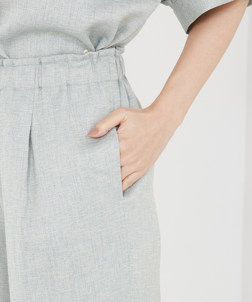 qualite（カリテ）の「【セットアップ対応】リネンライクワイドイージーパンツ/夏服/オフィスカジュアル（スラックス・レディース・グリーン/オフホワイト・36/38）」の11枚目の写真