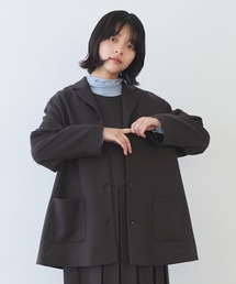 bulle de savon 丸襟コート　エンジ AMBIDEX Store △super100 ノーカラーブルゾン(F クロ): bulle