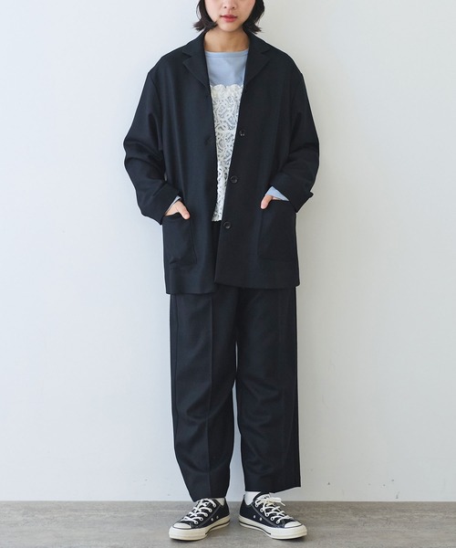 bulle de savon（ビュルデサボン）の「△2/60 サキソニー ジャケット（テーラードジャケット・レディース・ブラック/ダークブラウン・FREE）」の11枚目の写真