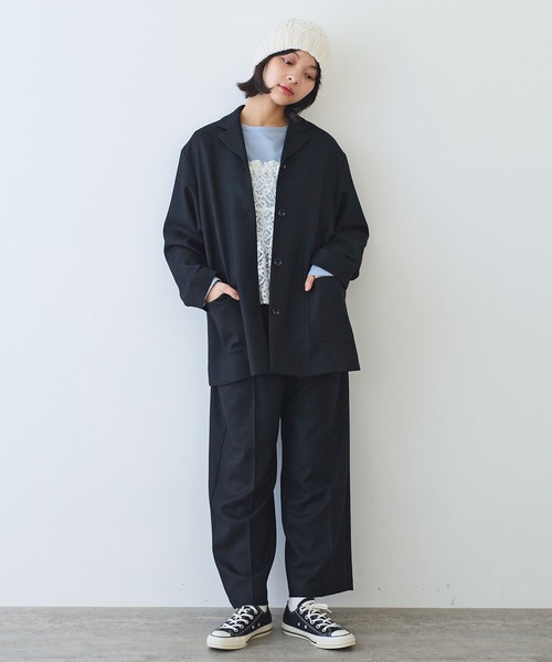 bulle de savon（ビュルデサボン）の「△2/60 サキソニー ジャケット（テーラードジャケット・レディース・ブラック/ダークブラウン・FREE）」の7枚目の写真