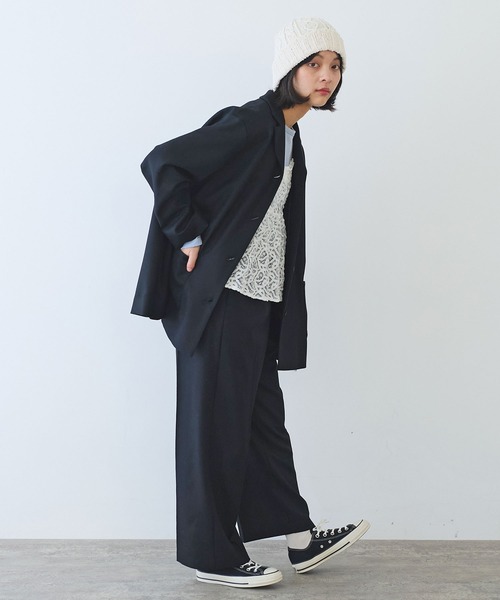 bulle de savon（ビュルデサボン）の「△2/60 サキソニー ジャケット（テーラードジャケット・レディース・ブラック/ダークブラウン・FREE）」の10枚目の写真