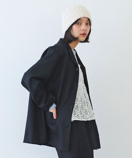 bulle de savon（ビュルデサボン）の「△2/60 サキソニー ジャケット（テーラードジャケット・レディース・ブラック/ダークブラウン・FREE）」の3枚目の写真