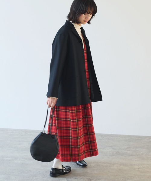 bulle de savon（ビュルデサボン）の「△2/60 サキソニー ジャケット（テーラードジャケット・レディース・ブラック/ダークブラウン・FREE）」の18枚目の写真