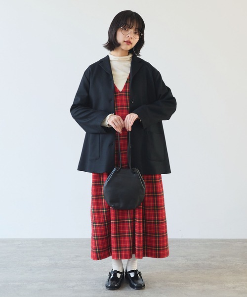 bulle de savon（ビュルデサボン）の「△2/60 サキソニー ジャケット（テーラードジャケット・レディース・ブラック/ダークブラウン・FREE）」の17枚目の写真