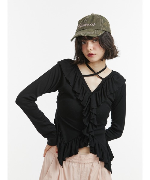 jouetie（ジュエティ）の「パターンダメージロゴキャップ 迷彩 ヒョウ柄（キャップ・レディース・ブラウン/カーキ・FREE）」の4枚目の写真