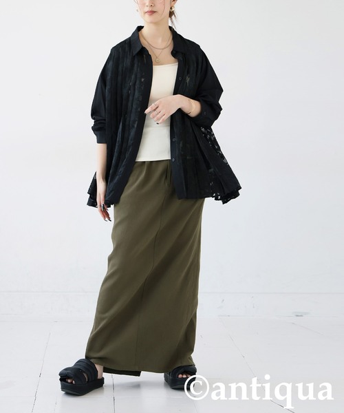 antiqua(アンティカ)の「レースプリーツシャツ(シャツ/ブラウス・レディース・ブラック/ホワイト・ONESIZE)」の12枚目の写真