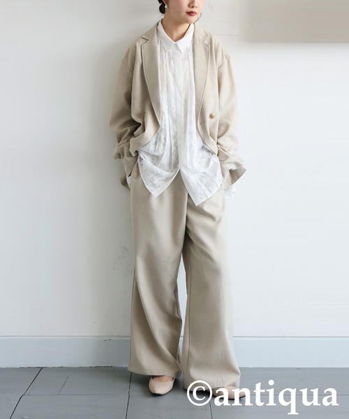antiqua(アンティカ)の「レースプリーツシャツ(シャツ/ブラウス・レディース・ブラック/ホワイト・ONESIZE)」の4枚目の写真