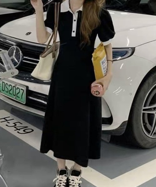 NANEA(ナネア)の「パフスリーブポロシャツワンピース(ワンピース・レディース・グレー/ブラック・SMALL/MEDIUM/LARGE)」の7枚目の写真