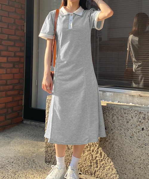 NANEA(ナネア)の「パフスリーブポロシャツワンピース(ワンピース・レディース・グレー/ブラック・SMALL/MEDIUM/LARGE)」の9枚目の写真
