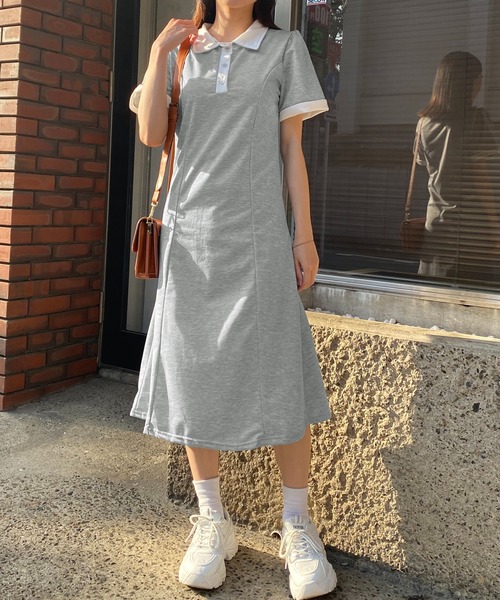 NANEA(ナネア)の「パフスリーブポロシャツワンピース(ワンピース・レディース・グレー/ブラック・SMALL/MEDIUM/LARGE)」の12枚目の写真
