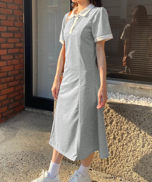 NANEA(ナネア)の「パフスリーブポロシャツワンピース(ワンピース・レディース・グレー/ブラック・SMALL/MEDIUM/LARGE)」の11枚目の写真