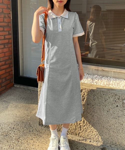 NANEA(ナネア)の「パフスリーブポロシャツワンピース(ワンピース・レディース・グレー/ブラック・SMALL/MEDIUM/LARGE)」の13枚目の写真