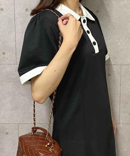 NANEA(ナネア)の「パフスリーブポロシャツワンピース(ワンピース・レディース・グレー/ブラック・SMALL/MEDIUM/LARGE)」の14枚目の写真
