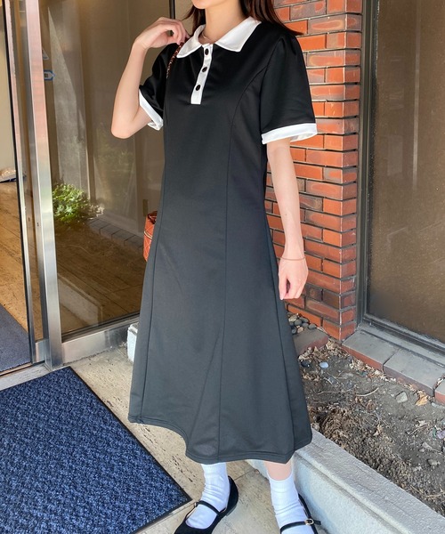 NANEA(ナネア)の「パフスリーブポロシャツワンピース(ワンピース・レディース・グレー/ブラック・SMALL/MEDIUM/LARGE)」の22枚目の写真