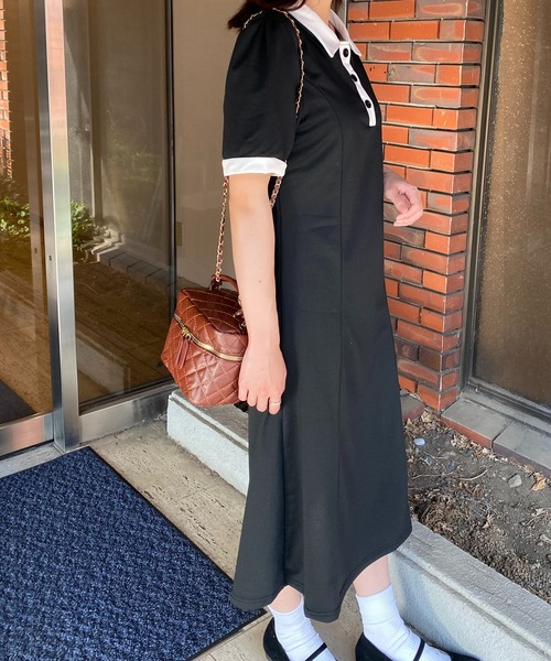NANEA(ナネア)の「パフスリーブポロシャツワンピース(ワンピース・レディース・グレー/ブラック・SMALL/MEDIUM/LARGE)」の17枚目の写真