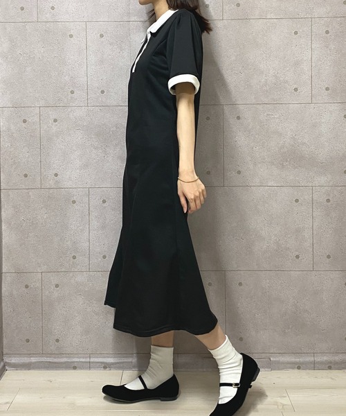 NANEA(ナネア)の「パフスリーブポロシャツワンピース(ワンピース・レディース・グレー/ブラック・SMALL/MEDIUM/LARGE)」の15枚目の写真