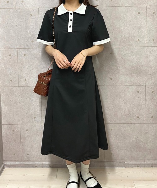 NANEA(ナネア)の「パフスリーブポロシャツワンピース(ワンピース・レディース・グレー/ブラック・SMALL/MEDIUM/LARGE)」の16枚目の写真