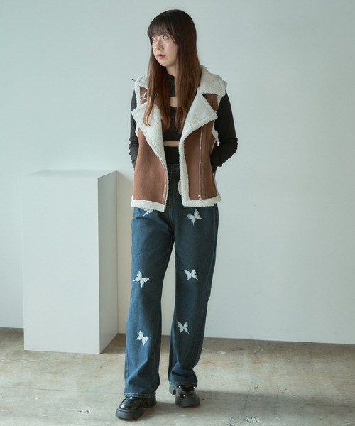 BLANK　（ブランク）の「▲Butterfly design denim pants / バタフライデザイン デニムパンツ（デニムパンツ・レディース・ネイビー/ブルー・L/M）」の6枚目の写真