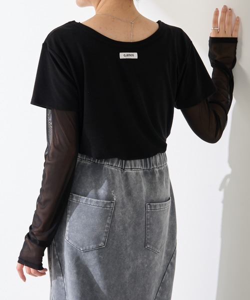 COLLAGE GALLARDAGALANTE(コラージュガリャルダガランテ)の「Q.anos/レイヤードシアーTシャツ(Tシャツ/カットソー・レディース・ブラック/オフホワイト/ブルー・FREE)」の2枚目の写真
