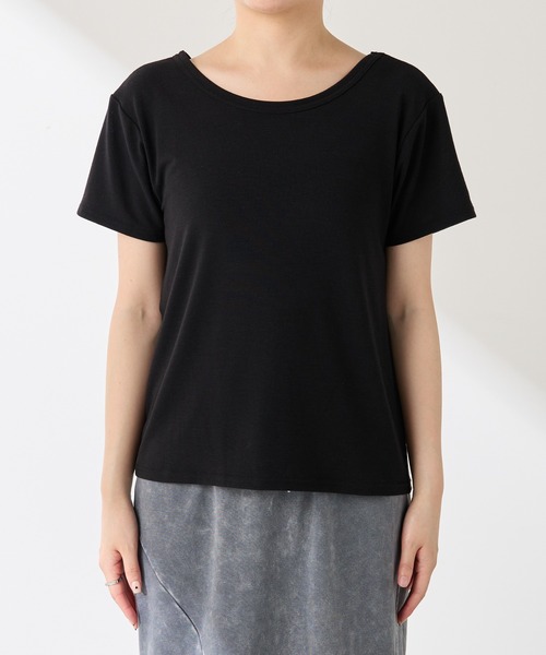 セール】Q.anos/レイヤードシアーTシャツ（Tシャツ/カットソー