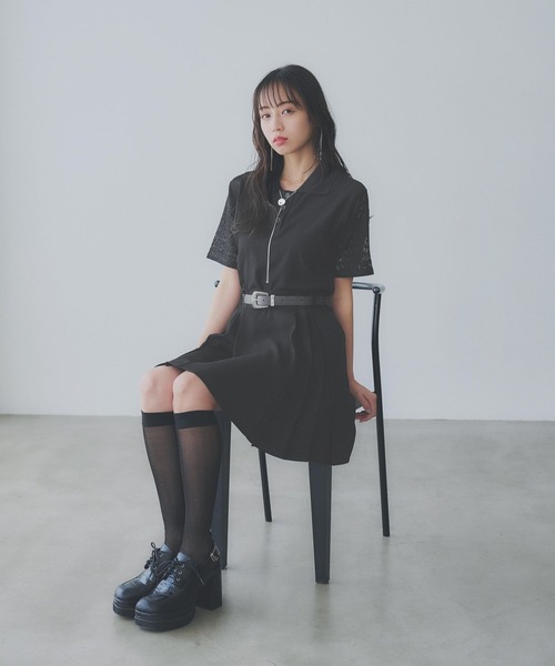 HARE（ハレ）の「パッチワークポロＴ(HARE)（ポロシャツ・レディース・ブラック/ホワイト・FREE）」の4枚目の写真