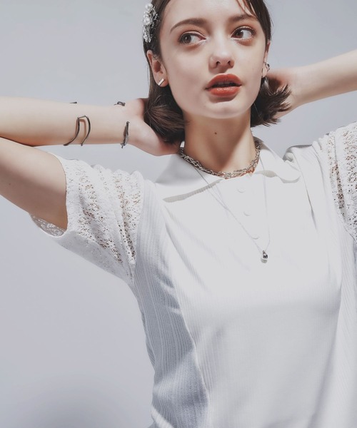 HARE（ハレ）の「パッチワークポロＴ(HARE)（ポロシャツ・レディース・ブラック/ホワイト・FREE）」の10枚目の写真