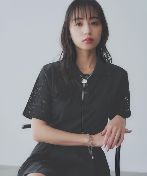 HARE（ハレ）の「パッチワークポロＴ(HARE)（ポロシャツ・レディース・ブラック/ホワイト・FREE）」の17枚目の写真