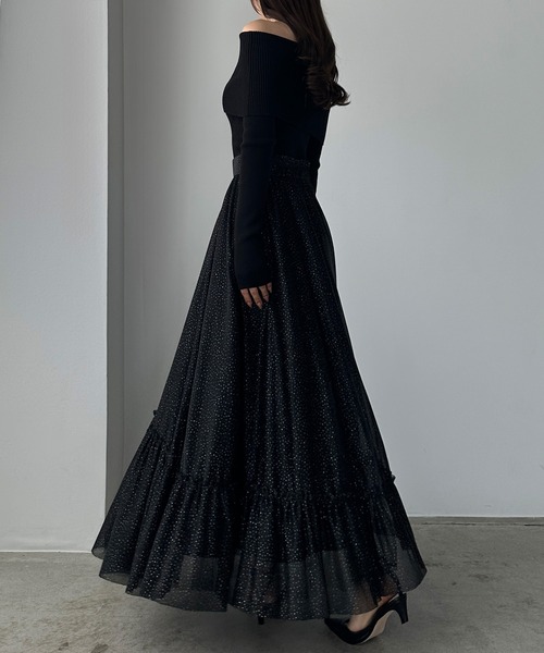 Louere(ルエレ)の「ラメフレアチュールスカート(スカート・レディース・アイボリー/ブラック/チャコール・X-LARGE/LARGE/MEDIUM/SMALL)」の16枚目の写真