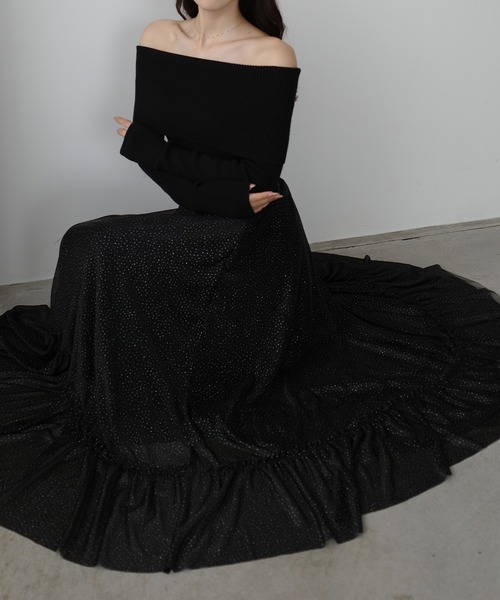 Louere(ルエレ)の「ラメフレアチュールスカート(スカート・レディース・アイボリー/ブラック/チャコール・X-LARGE/LARGE/MEDIUM/SMALL)」の17枚目の写真