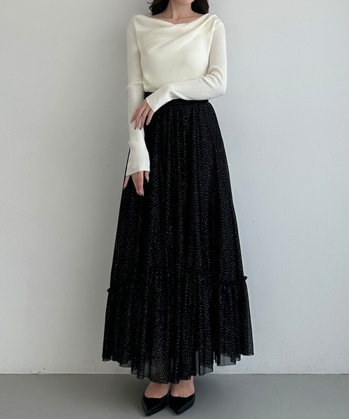 Louere(ルエレ)の「ラメフレアチュールスカート(スカート・レディース・アイボリー/ブラック/チャコール・X-LARGE/LARGE/MEDIUM/SMALL)」の18枚目の写真