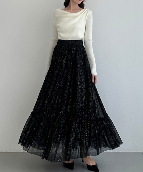 Louere(ルエレ)の「ラメフレアチュールスカート(スカート・レディース・アイボリー/ブラック/チャコール・X-LARGE/LARGE/MEDIUM/SMALL)」の19枚目の写真