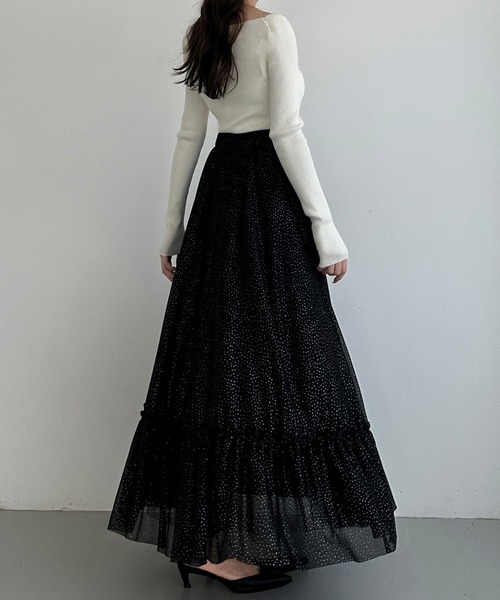 Louere(ルエレ)の「ラメフレアチュールスカート(スカート・レディース・アイボリー/ブラック/チャコール・X-LARGE/LARGE/MEDIUM/SMALL)」の20枚目の写真