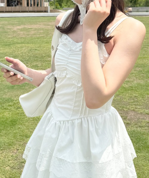 frunco（フランコ）の「コットンフリルキャミワンピース（ワンピース・レディース・ホワイト・MEDIUM）」の2枚目の写真