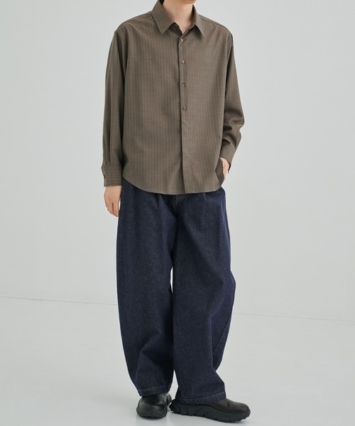 UNITED TOKYO(ユナイテッドトウキョウ)の「【残りわずか】SUMMER WOOL ロングスリーブシャツ(シャツ/ブラウス・メンズ・ブラック/オフホワイト/ダークグレー/グレイッシュベージュ・1/2/3)」の7枚目の写真