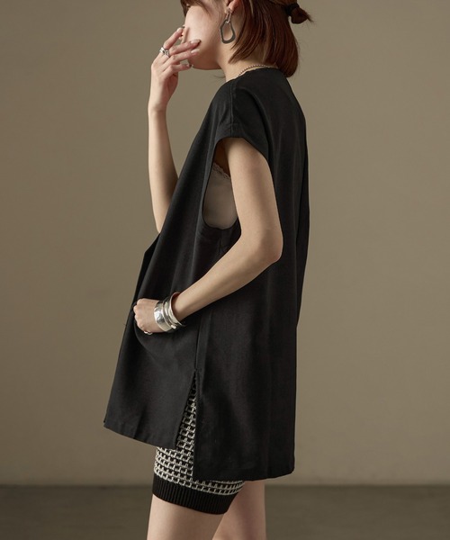 Fashion Letter（ファッションレター）の「SET UP可能 フレンチスリーブ ビンテージワッシャー サマージャケット（テーラードジャケット・レディース・モカ/アイボリー/ブラック・M）」の6枚目の写真