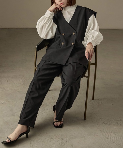 Fashion Letter（ファッションレター）の「SET UP可能 フレンチスリーブ ビンテージワッシャー サマージャケット（テーラードジャケット・レディース・モカ/アイボリー/ブラック・M）」の10枚目の写真