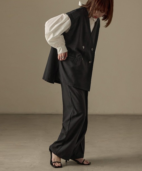 Fashion Letter（ファッションレター）の「SET UP可能 フレンチスリーブ ビンテージワッシャー サマージャケット（テーラードジャケット・レディース・モカ/アイボリー/ブラック・M）」の12枚目の写真