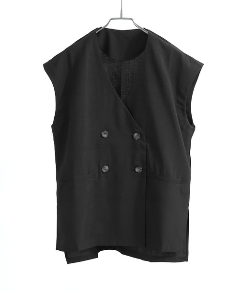 Fashion Letter（ファッションレター）の「SET UP可能 フレンチスリーブ ビンテージワッシャー サマージャケット（テーラードジャケット・レディース・モカ/アイボリー/ブラック・M）」の13枚目の写真