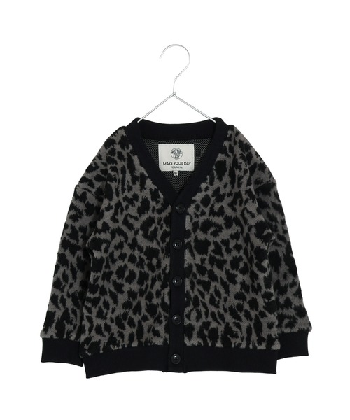 MAKE YOUR DAY（メイクユアデイ）の「レオパードジャガードカーディガン■150.160cm（カーディガン/ボレロ・キッズ・ベージュ/グレー・160/150）」の2枚目の写真