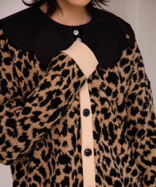 MAKE YOUR DAY（メイクユアデイ）の「レオパードジャガードカーディガン■150.160cm（カーディガン/ボレロ・キッズ・ベージュ/グレー・160/150）」の5枚目の写真