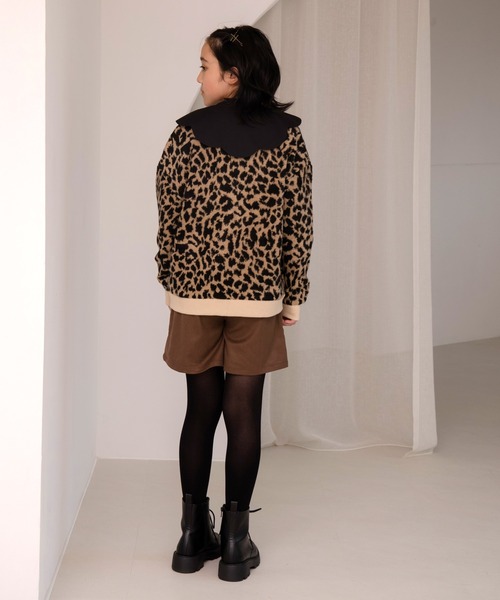 MAKE YOUR DAY（メイクユアデイ）の「レオパードジャガードカーディガン■150.160cm（カーディガン/ボレロ・キッズ・ベージュ/グレー・160/150）」の7枚目の写真