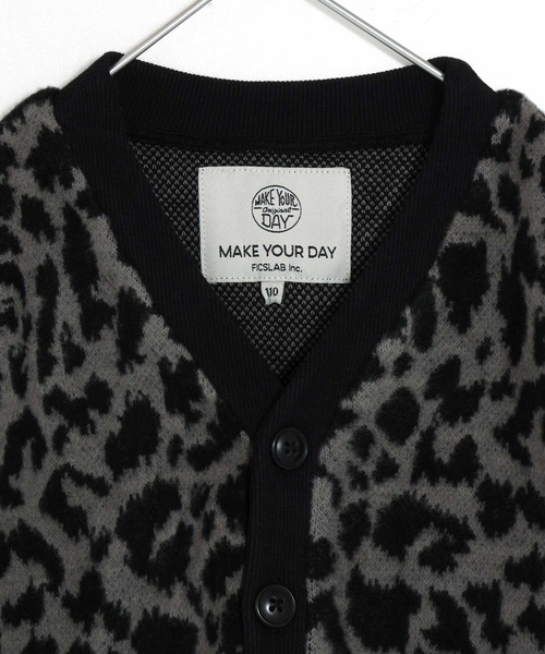 MAKE YOUR DAY（メイクユアデイ）の「レオパードジャガードカーディガン■150.160cm（カーディガン/ボレロ・キッズ・ベージュ/グレー・160/150）」の11枚目の写真