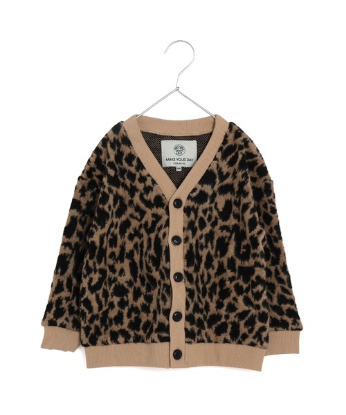 MAKE YOUR DAY（メイクユアデイ）の「レオパードジャガードカーディガン■150.160cm（カーディガン/ボレロ・キッズ・ベージュ/グレー・160/150）」の3枚目の写真