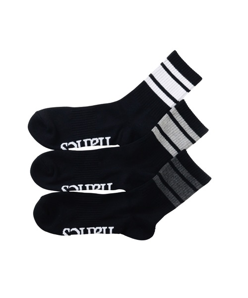HANES（ヘインズ）の「【Hanes/ヘインズ】メンズ 【3足組】ロークルーソックス（ソックス/靴下・メンズ・ブラック/ホワイト・MEDIUM）」の2枚目の写真