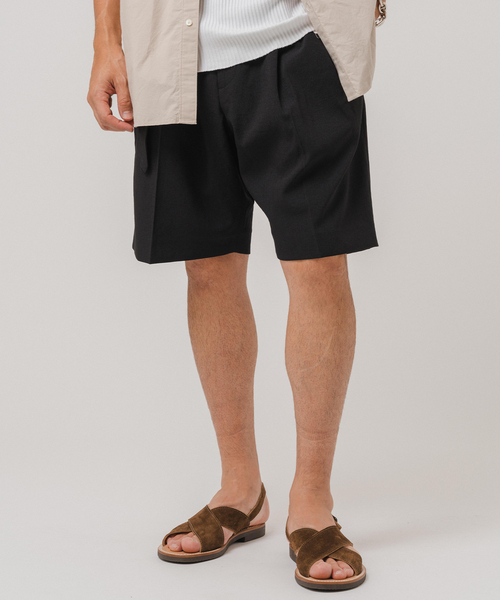 EDIFICE(エディフィス)の「シャンタン ベルテッド 2プリーツ ショーツ(その他パンツ・メンズ・ブラック/アイボリー/ブラウン・SMALL/MEDIUM/LARGE)」の6枚目の写真