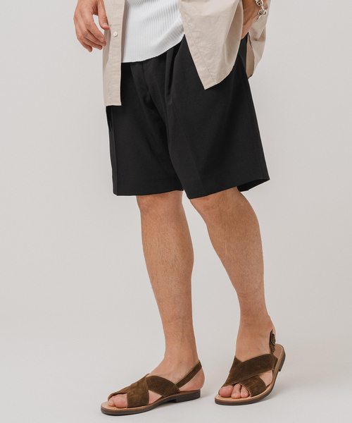 EDIFICE(エディフィス)の「シャンタン ベルテッド 2プリーツ ショーツ(その他パンツ・メンズ・ブラック/アイボリー/ブラウン・SMALL/MEDIUM/LARGE)」の7枚目の写真