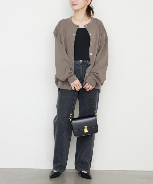 追加》ダブルフェイスジャージースナップカーディガン（カーディガン