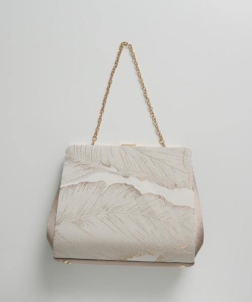 Callarus（カラルス）の「リーフ柄ジャガードクラッチバッグ〔Callarus〕（クラッチバッグ・レディース・ブラック/グレイッシュベージュ/ベージュ・FREE）」の8枚目の写真